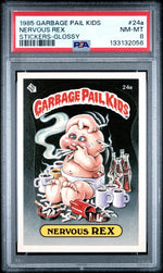 1985 Series 1 English Glossy (Back) Nervous Rex #24a PSA 8