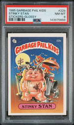 1985 Garbage Pail Kids Stickers Glossy Stinky Stan #22b PSA 8