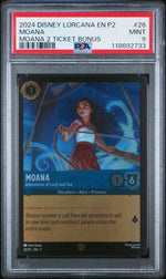 2024 Disney Lorcana En P2-Promo Moana 2 Ticket Bonus Moana #26 PSA 9
