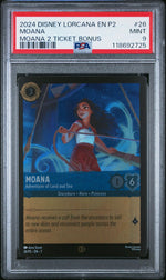 2024 Disney Lorcana En P2-Promo Moana 2 Ticket Bonus Moana #26 PSA 9