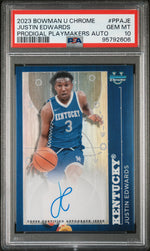 2023 Bowman University Chrome Prodigal Playmakers Autographs Justin Edwards #PPAJE PSA 10