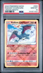 2023 Pokemon Sword and Shield Crown Zenith Radiant Charizard #020 PSA 10