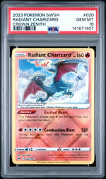 2023 Pokemon Sword and Shield Crown Zenith Radiant Charizard #020 PSA 10