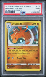 2019 Team Up English Cosmos Holo Dragon Tins Dragonite #119 PSA 9