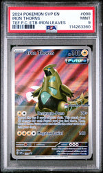 2024 Pokemon Scarlet & Violet Black Star Promos Temporal Forces Pokemon Center Elite Trainer Box Iron Leaves Iron Thorns #098 PSA 9