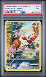 2023 Pokemon Sword and Shield Black Star Promo Crown Zenith Tins Galarian Zapdos #283 PSA 9