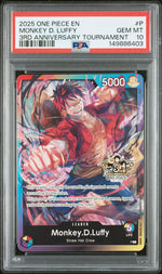 2025 One Piece Tournament Promo 3rd Anniversary Brothers Pack Monkey D. Luffy #P PSA 10