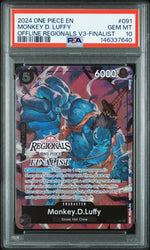 2024 One Piece Promo Offline Regional Volume 3 Finalist Monkey D. Luffy #OP07-091 PSA 10