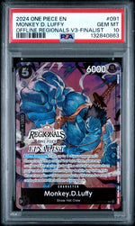 One Piece Card Game Monkey D. Luffy #091 Offline Regionals V3-Finalist PSA 10