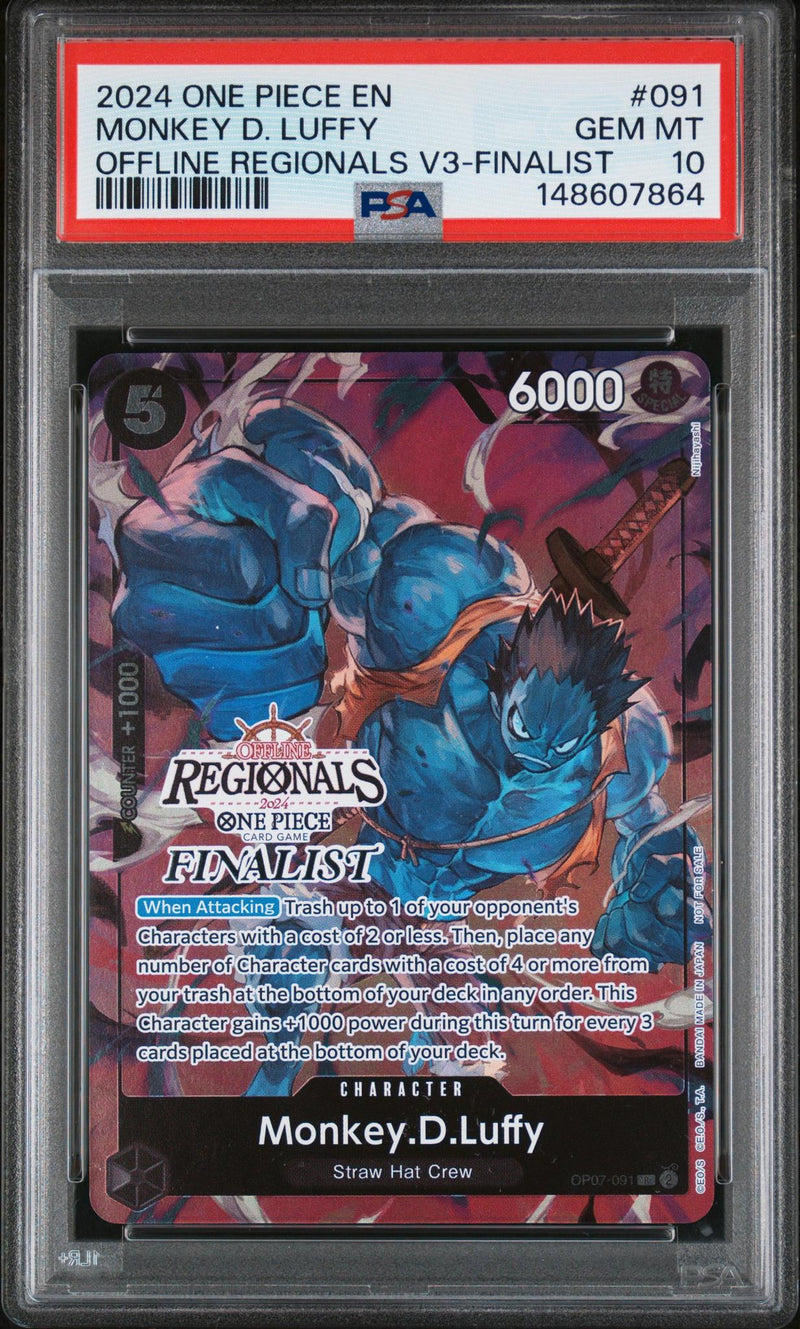 2024 One Piece Monkey D. Luffy #091 Offline Regionals V3-Finalist PSA 10