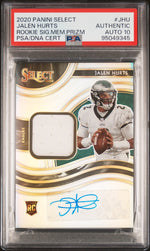 2020 Panini Select Rookie Signature Memorabilia Prizm Jalen Hurts #RSM-JHU /199 PSA 0