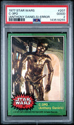 1977 Star Wars Anthony Daniels Error C-3po #207A PSA 2