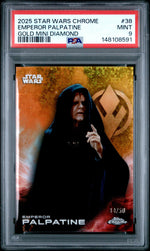 2025 Topps Chrome Star Wars Gold Mini Diamond Emperor Palpatine #38 /50 PSA 9