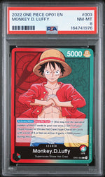 2022 One Piece Romance Dawn Leader Monkey D. Luffy #OP01003 PSA 8