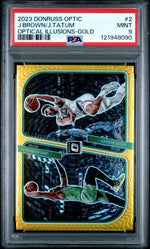 2023 Panini Donruss Optic Optical Illusions Gold J.Brown/J.Tatum #2 PSA 9