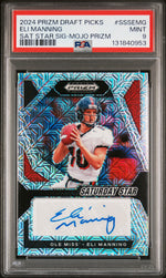 2024 Panini Prizm Draft Picks Saturday Star Signatures Mojo Prizm Eli Manning #SSSEMG /25 PSA 9