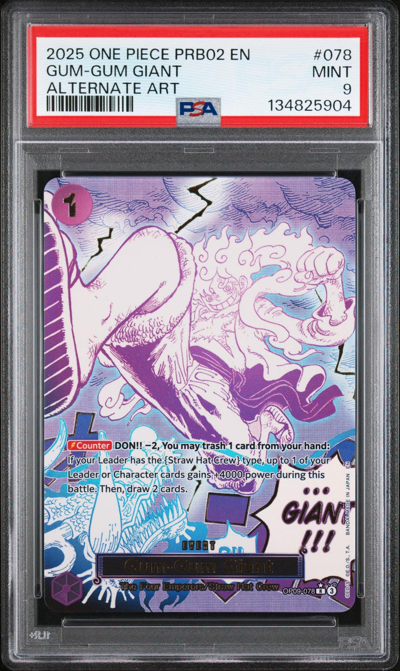 One Piece Card Game Gum-Gum Giant #078 Alternate Art PSA 9