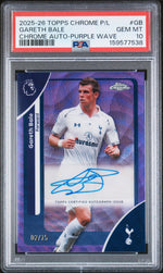 2025 Topps Chrome English Premier League Autographs Purple Wave Refractors Gareth Bale #CAGB /75 PSA 10