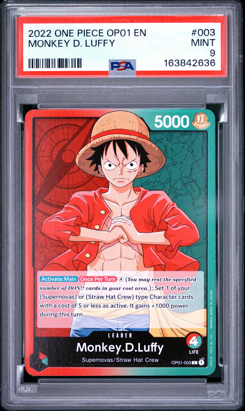 2022 One Piece Card Game Monkey D. Luffy #003 PSA 9