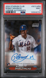 2024 Topps Stadium Club Chrome Autographs Ronny Mauricio #SCCARM PSA 9