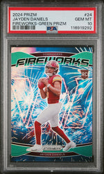 2024 Panini Prizm Fireworks Green Prizm Jayden Daniels #24 PSA 10