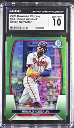 2023 Bowman Chrome #93 Ronald Acuña Jr. Green Refractor /399 CGC 10