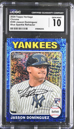 2024 Topps Heritage Chrome #399 Jasson Domínguez Blue Sparkle Refractor CGC 10