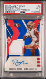 2020 Panini Phoenix Rps Rookie Auto Jersey Prime Blue Brandon Aiyuk #BA /25 PSA 9