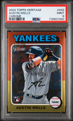 2024 Topps Heritage Chrome Austin Wells #442 /673 PSA 9