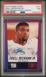 2014 Panini Score Rookie Autograph Purple Odell Beckham Jr. #411 /50 PSA 7