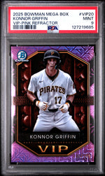 2025 Bowman Mega Box Very Important Prospects Pink Refractor Konnor Griffin #VIP20 /199 PSA 9