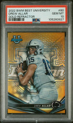 2022 Bowman's Best University Gold Refractor Drew Allar #80 /50 PSA 10