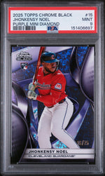 2025 Topps Chrome Black Purple Mini Diamond Jhonkensy Noel #15 /75 PSA 9
