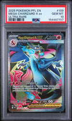 2025 Pokemon Mega Evolution Phantasmal Flames Ultra Rare Mega Charizard X Ex #109 PSA 10