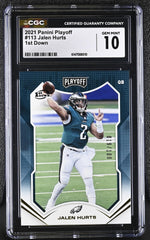 2021 Playoff #113 Jalen Hurts 1st Down /100 CGC 10