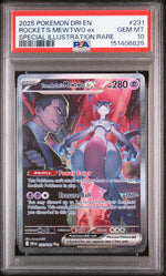2025 Pokemon Scarlet and Violet Destined Rivals Special Illustration Rare Team Rocket's Mewtwo Ex #231 PSA 10