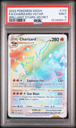 2022 Pokemon Sword and Shield Brilliant Stars Secret Rare Charizard Vstar #174 PSA 9