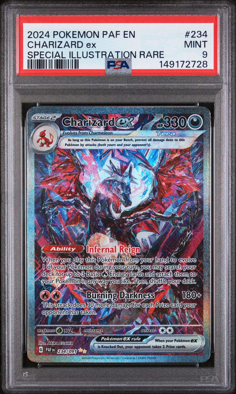 2024 Pokemon Scarlet and Violet Paldean Fates Special Illustration Rare Charizard Ex #234 PSA 9