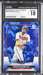 2023 Bowman Chrome #93 Ronald Acuna Jr. Bowman Chrome Sapphire CGC 10