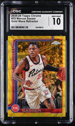 2025 Topps Chrome #35 Marcus Sasser Gold Wave Refractor /50 CGC 10