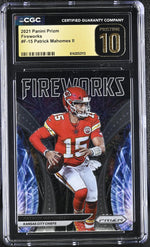 2021 Prizm #F-15 Patrick Mahomes II Fireworks CGC 10