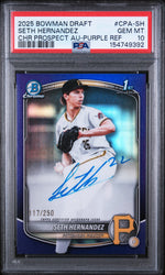 2025 Bowman Chrome Draft Autographs Purple Refractors Seth Hernandez #CPASH /250 PSA 10