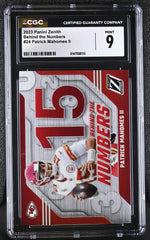 2023 Zenith #24 Patrick Mahomes II Behind the Numbers CGC 9