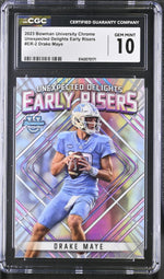 2023 Bowman Chrome #ER-2 Drake Maye Unexpected Delights Early Risers CGC 10