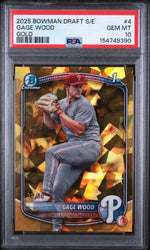 2025 Bowman Draft Sapphire Edition Gold Gage Wood #4 /50 PSA 10