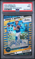 2024 Panini Absolute Signature Rookies Gold Stars Justin Herbert #57 10/10 PSA 9