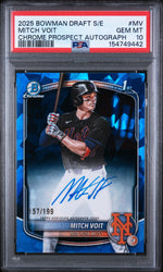 2025 Bowman Draft Sapphire Edition Chrome Prospect Autographs Mitch Voit #MV /199 PSA 10