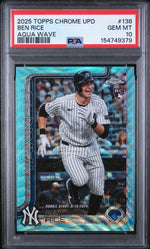 2025 Topps Chrome Update Aqua Wave Ben Rice #138 /199 PSA 10