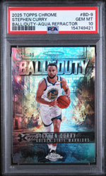 2025 Topps Chrome Ball of Duty Aqua Refractor Stephen Curry #BD-9 /199 PSA 10