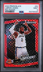 2024 Panini Prizm Black Red Power Prizm LeBron James #52 /75 PSA 9